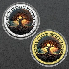 Tree of Life Gold & Silver Coins Set Commemorative Medals with Artistic Design