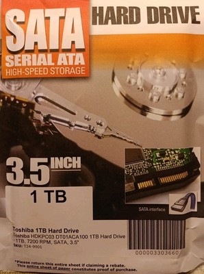Toshiba 1000GB (1 TB) Internal 7200RPM 3.5'' DT01ACA100 HDD SATA SERIAL ATA 