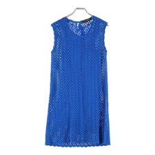 Dolce & Gabbana Mesh Stitch Crochet Knit Sleeveless Dress Mini Blue KD Used 2b48