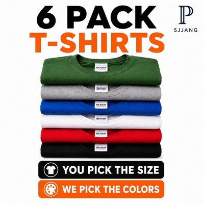Gildan G500 Heavy Cotton T-Shirts 6 Pack Assorted Colors Men s S-3XL