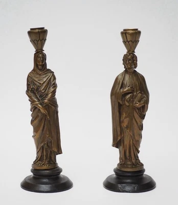 Ernest Ferrand (1846–1932) - Bronzes – Signés - Vierge Marie & Ange - Art Sacré - Photo 1/4