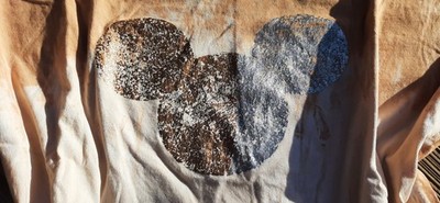 WOW Cooles T-Shirt MICKEY Kopf in gold/silber/Batikstyle vokuhila Gr. XXL @@@