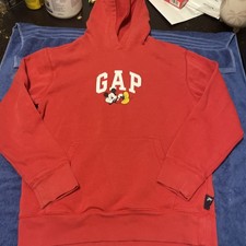 Gap Kids Disney Mickey Mouse Relaxed Logo Hoodie Pullover sweats Size12Color Red