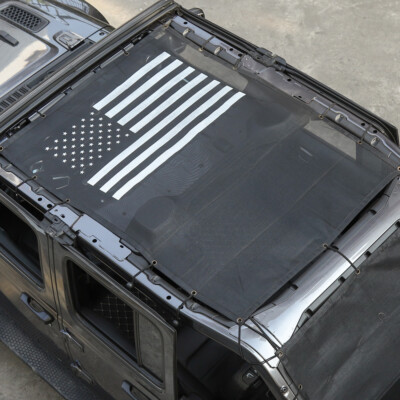Car Top Roof Mesh Sun Shade Cover UV Protect USA Flag fits Jeep