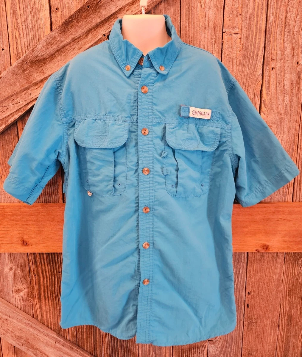 Magellan Fishing Shirt Men's Fish Gear Relaxed Fit Short Sleeve L