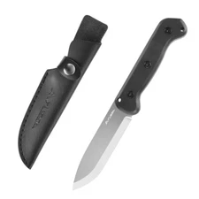 FLISSA 9 inch Fixed Blade Knife D2 Steel Hunting Knife G10 Handle Leather Sheath