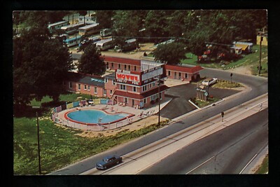 Hotel Motel postcard New Jersey NJ Rio Grande, Off Shore Motel pool chrome
