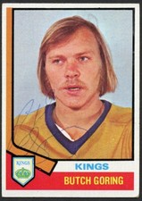 Butch Goring #74 signed autograph 1974-75 Topps Hockey Trading Card