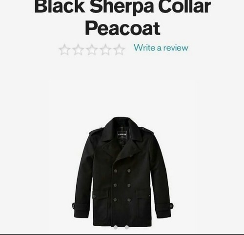 Black Sherpa Collar Peacoat | eBay