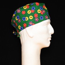 Casino Chip on Green Theme Scrub Hat