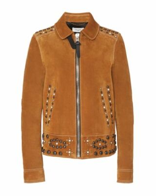 ★DRAWFIT WOMEN ★ List Overfit Suede Blouson CAMEL DFWMJK51 NEW COACH Womens $1795 Camel Brown Suede Leather Studded