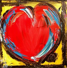 HEART  MODERN ABSTRACT ORIGINAL OIL PAINTING  TEXTU RED CANVAS RTSCJwfe