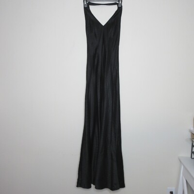 Carmen Marc Valvo Women's Halter Style Herringbone Evening Gown Black 8 B15