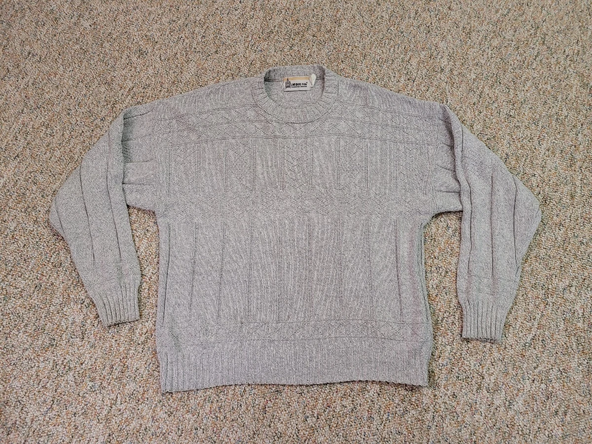 Vintage London Fog Sweater Mens XL Grey Pullover Long Sleeve