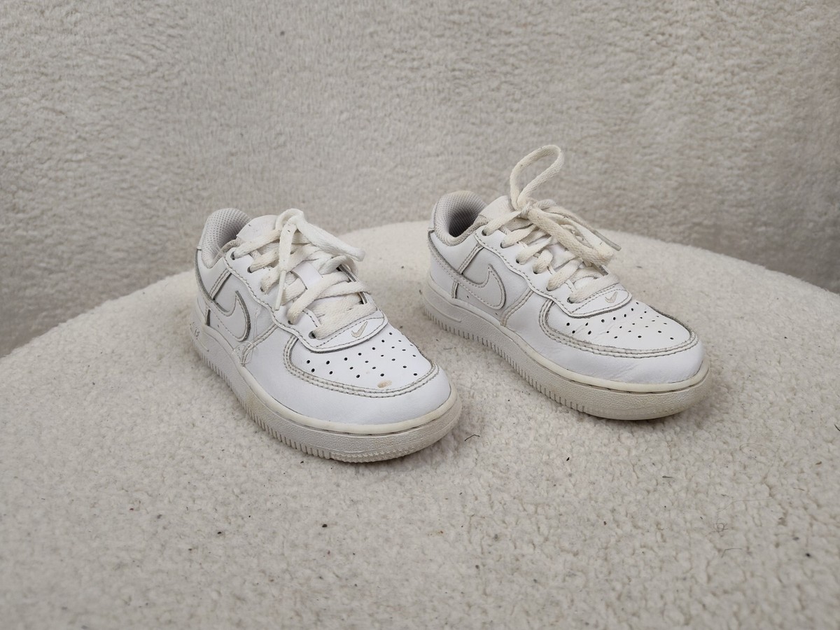 Nike Air Force Boys Sneakers 11C White Leather Lace Up Low Top Casual Fit  Shoes