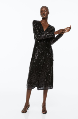 H&M Sequined wrap dress - Size S | eBay