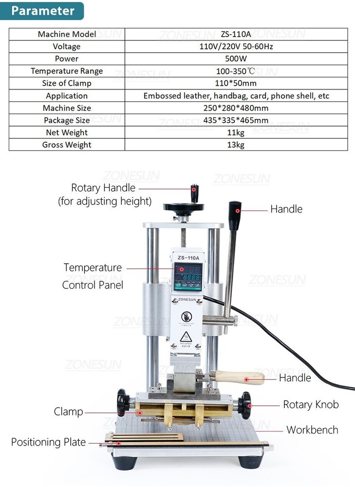 ZS110A New Heat Press Machine Manual Digital Hot Foil Stamping Machine 110v