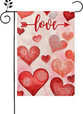Valentine'S Day Heart Garden Flag 12X18 Inch Double Sided Red Love Heart Seasona