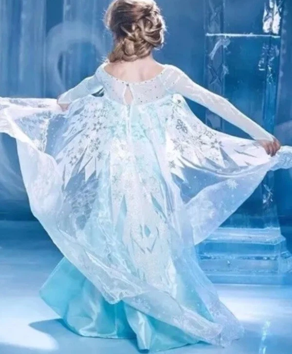 Disfraz de Elsa Persiguiendo Luciérnagas Disney Frozen Ultimate Talla 7 8 Vestido Largo con Tren Foto 2 de 4