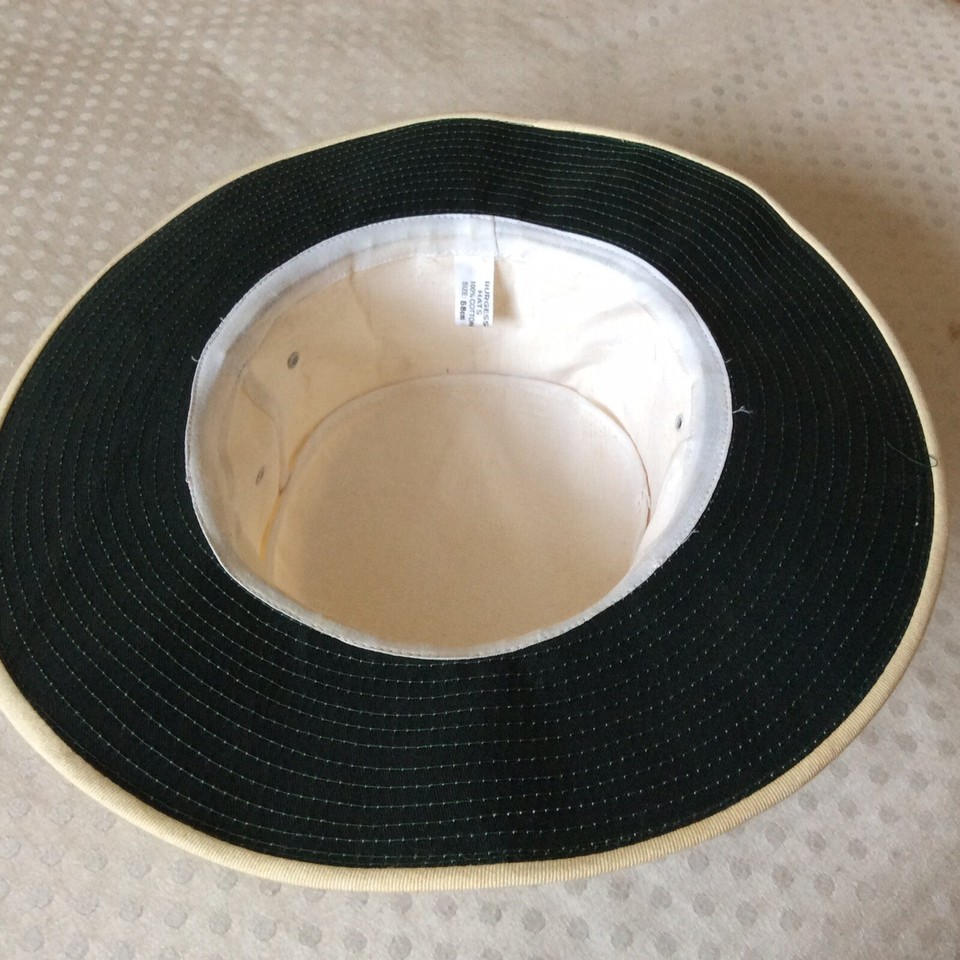 Vintage Burgess England Cricket Hat White Cotton Club Old Logo 58 cm