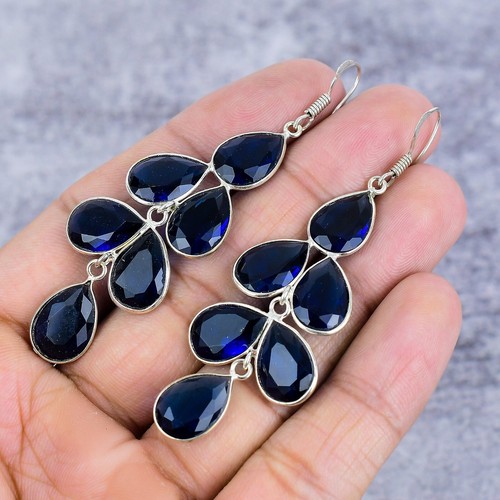 London Blautopas Edelstein 925 Sterlingsilber Schmuck Ohrhänger als Geschenk - Bild 3 von 4