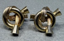 Vintage Twisted Strands Yellow Gold Plated Cuff Links