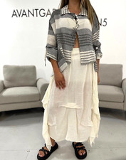 Luukaa Ecru & Grey Flax Linen Asymmetric Jacket Size Xl/xxl