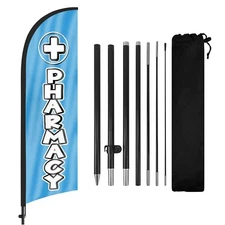 FSFLAG Pharmacy Feather Flag, 8FT Banner with Pole & Stake for Pharmacy Business