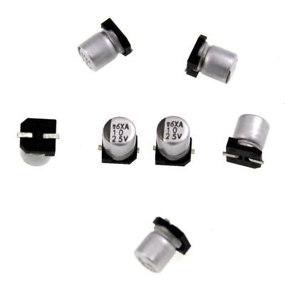 20x SMD Elko Kondensator 10µF 25V 85°C 4,3x5,1mm EMVA250ADA100MD55G 10uF
