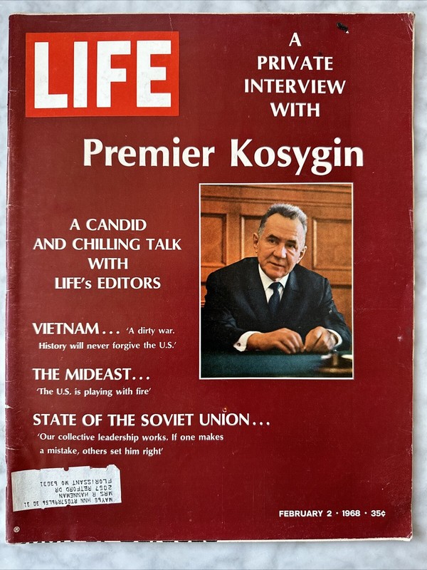 LIFE February 2, 1968 Premier Kosygin, Hockey, Vietnam, Mideast, Pueblo Incident