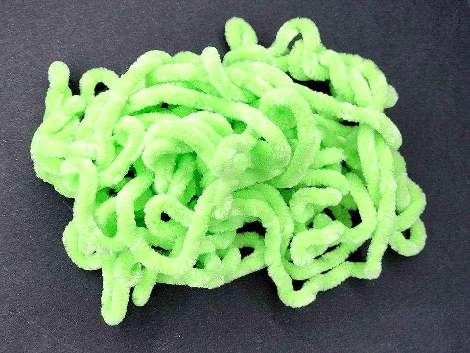 CHENILLE - CHARTREUSE - Med. 3-4 mm - 5 yardas Pack - Material para atar moscas y plantillas - NUEVO Foto 3 de 4