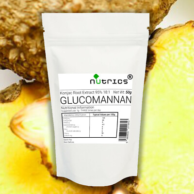 Nutrics  100% reines GLUCOMANNAN Konjakwurzel 18:1 95% EXTRAKT Pulver 50g