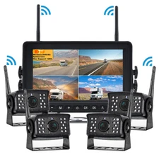 7" Digital Wireless Car Monitor DVR Record 4x Backup Rear View Camera Kit 12-24V