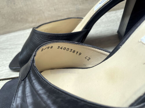 Vintage Womens Dolcis Black Leather High Heel Court Shoes Ankle Strap Size 8 42 - Picture 3 of 15