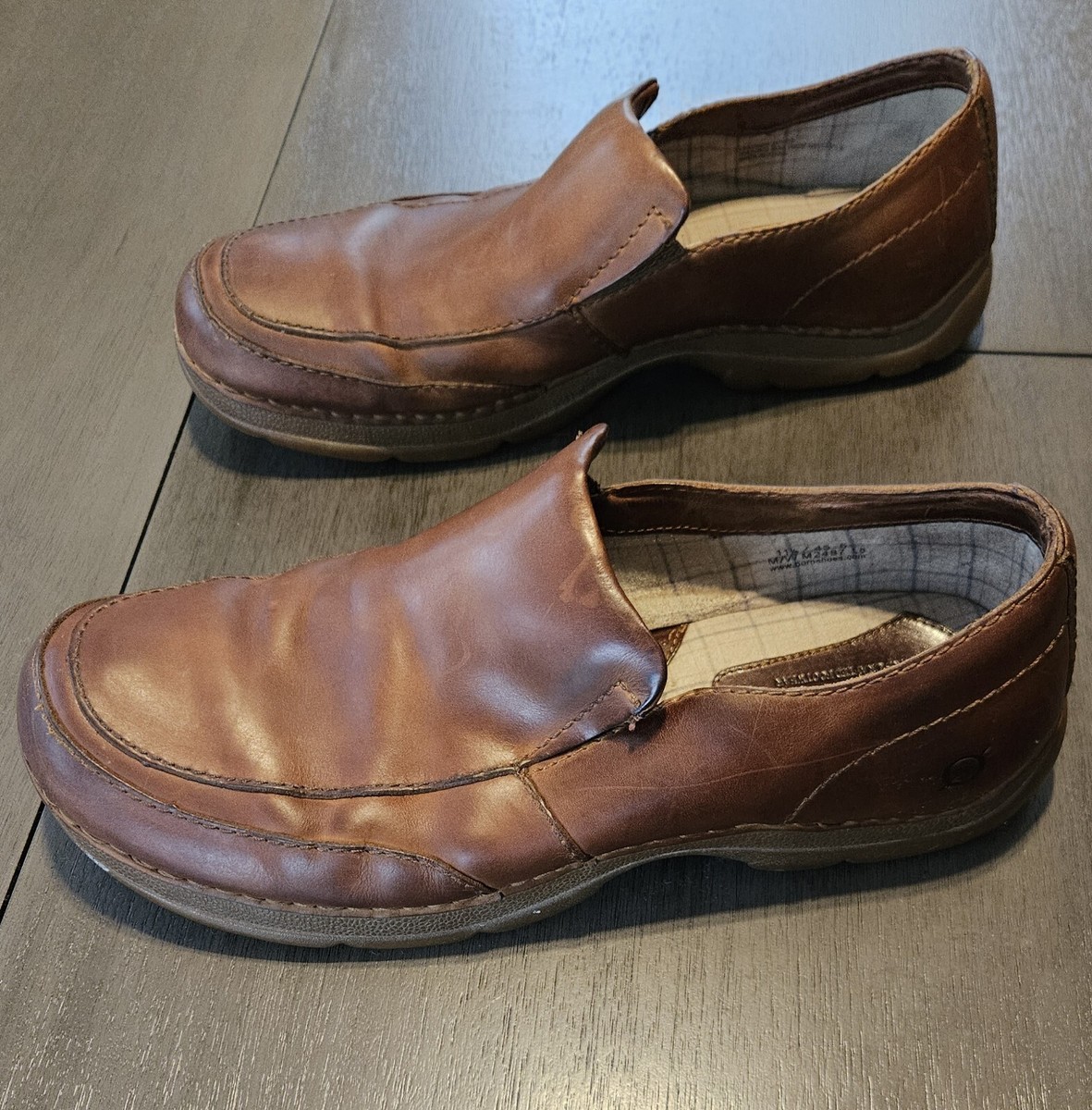 BORN Brown Distressed Leather Casual Loafers Men display picture 1