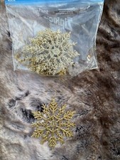 Set of 12 Gold Sparkle Snowflake Christmas Ornaments