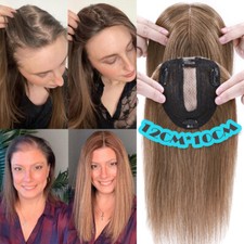 Clip in Topper Top Hairpiece 100 Real Human Hair Topper Piece with Bangs Blonde