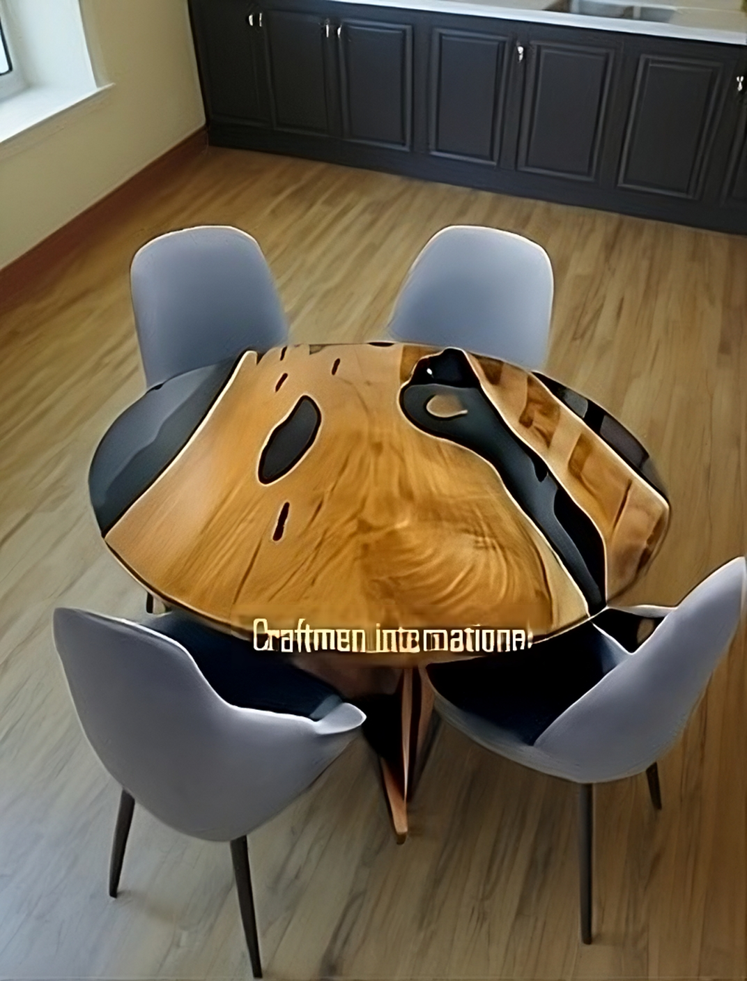 Round Epoxy Dining Table, Round epoxy table, round Translucent table table top