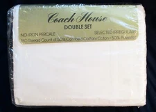 NEW~VTG Coach House Ivory 4pc. Double Sheet Set~Full, Flat 2 Pillowcases Percale