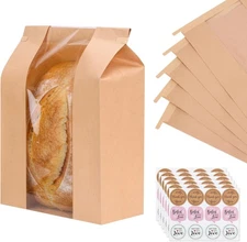 Moretoes 60 Pack Large Brown Paper Bread Bags for Homemade Bread, kraft 