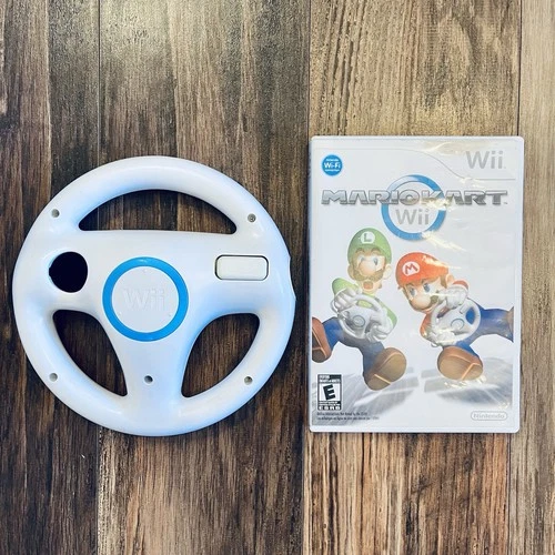 Mario Kart Wii (Nintendo Wii, 2008) Complete w/ Wheel - SHIPS FREE!
