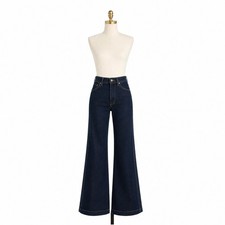 Veronica Beard Kasey Wide Leg Jeans 27 Indigo Rinse High Rise Designer Denim