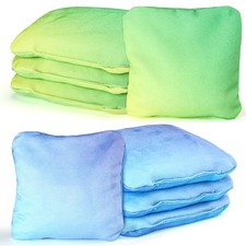 Double Sided Set of 8 Cornhole Bags Regulation Size  Weight Sticky and Slick...