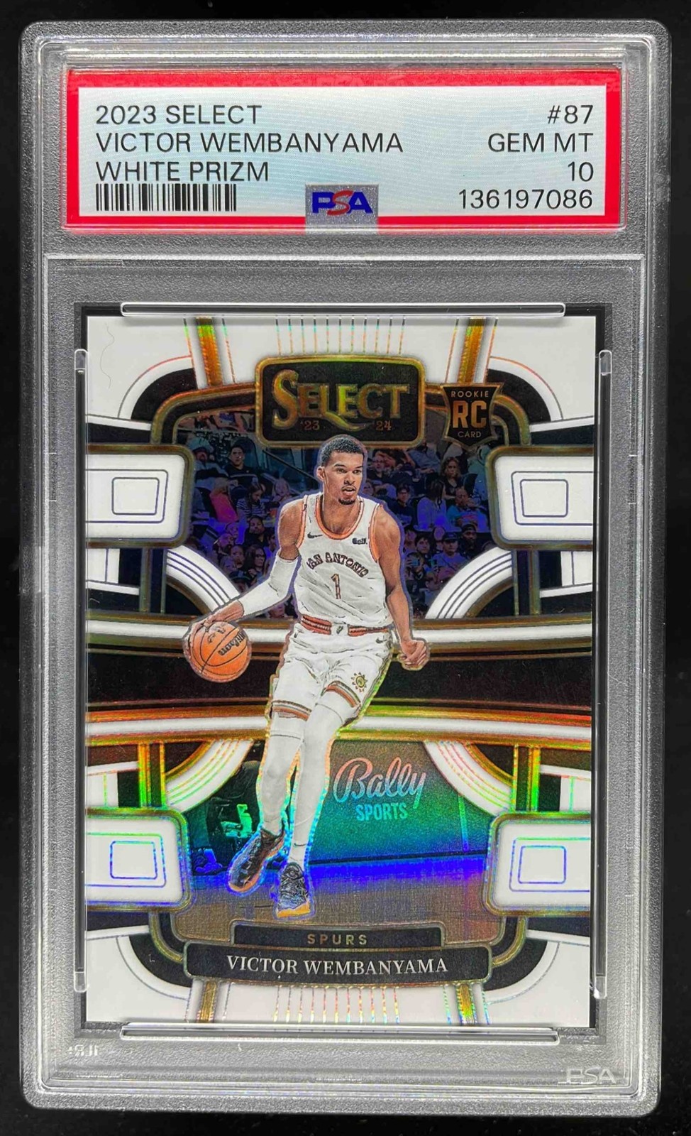 2023 Panini Select Victor Wembanyama White Prizm /149 RC PSA 10 Gem Mint #87
