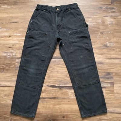 Carhartt B01 BLK Double Knee Work Pants Mens 34x32 (Fits 33x31
