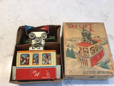 VINTAGE BATTERY OPERATED SKI LIFT IN ORIG BOX APPEARS UNUSED ??? TM ALPS JAPAN