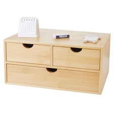 Charmewooden Bamboo Desk Organizer with 3 Drawers, Countertop Organizer with Dra