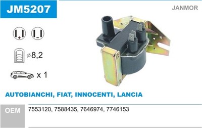 Zündspule JANMOR JM5207 für FIAT CROMA UNO FIORINO Großraumlimousine REGATA DUNA