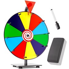 T-SIGN 12 Inch Heavy 12-inch Prize Wheel, Black Base With Rainbow Spots