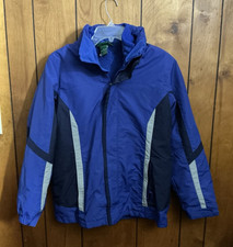 LL Bean Hooded Rain 2-1 Jacket Youth Boy Large 14-16 Blue